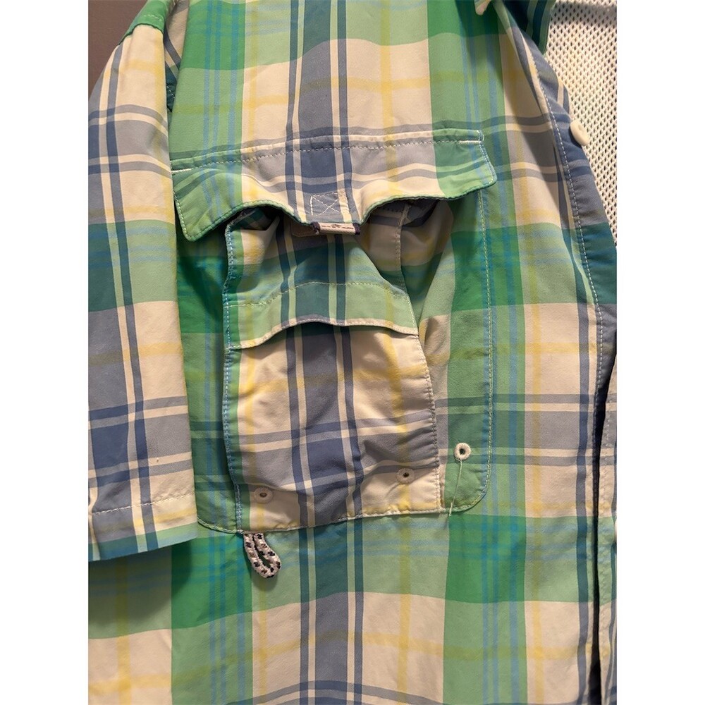 Columbia PFG Super Bahama Shirt Mens L Plaid Short Sleeve Vented Fishing - Picture 2 of 10